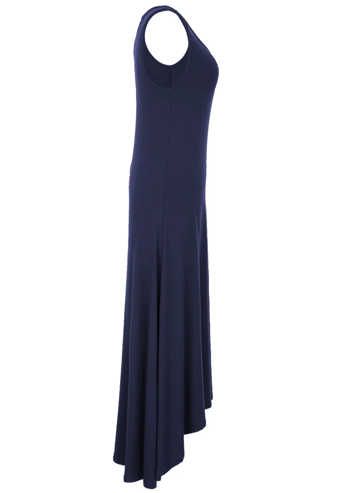 Concave Hem Dress Navy Blue