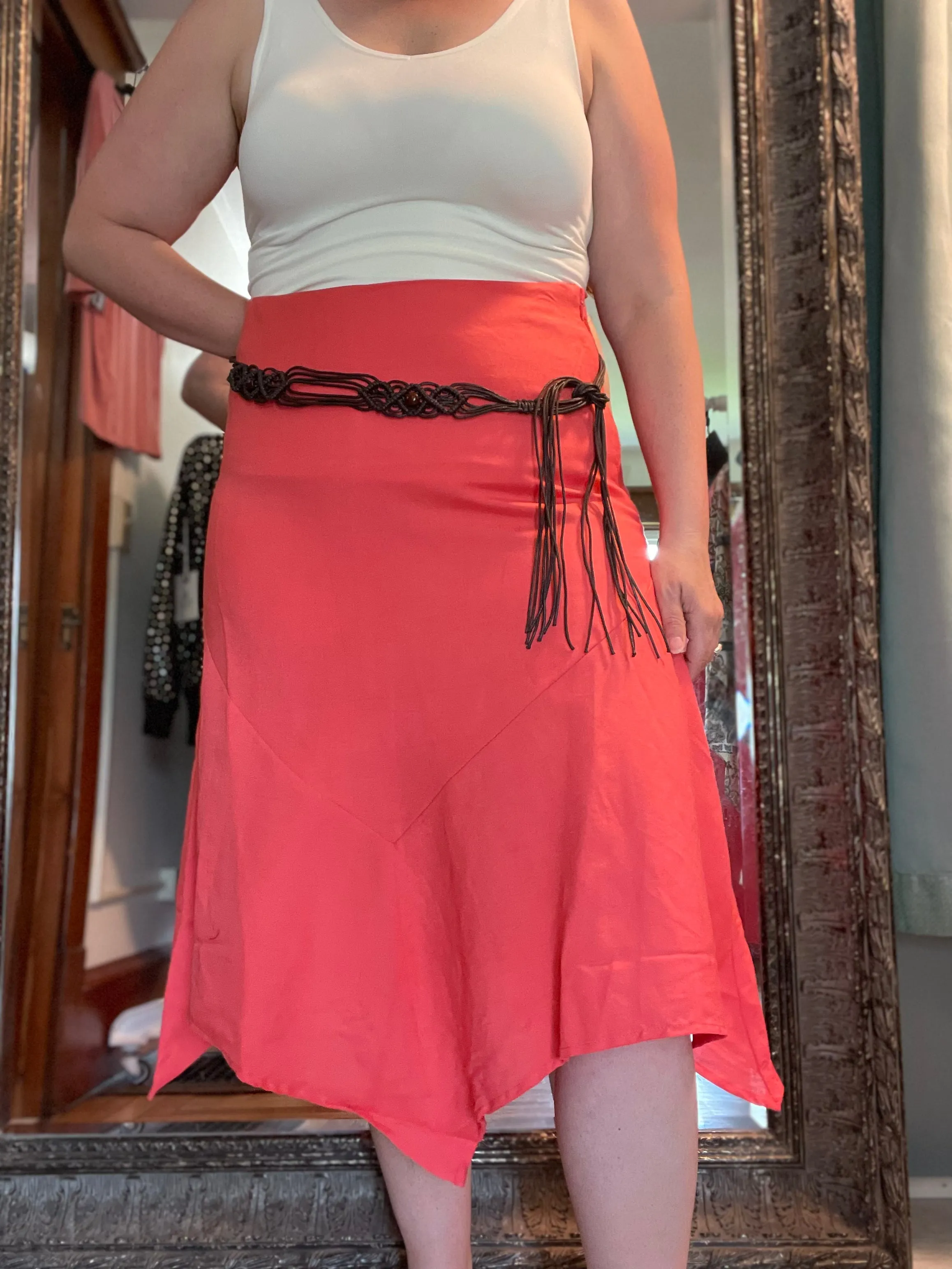 Coral Wavy Hem Skirt