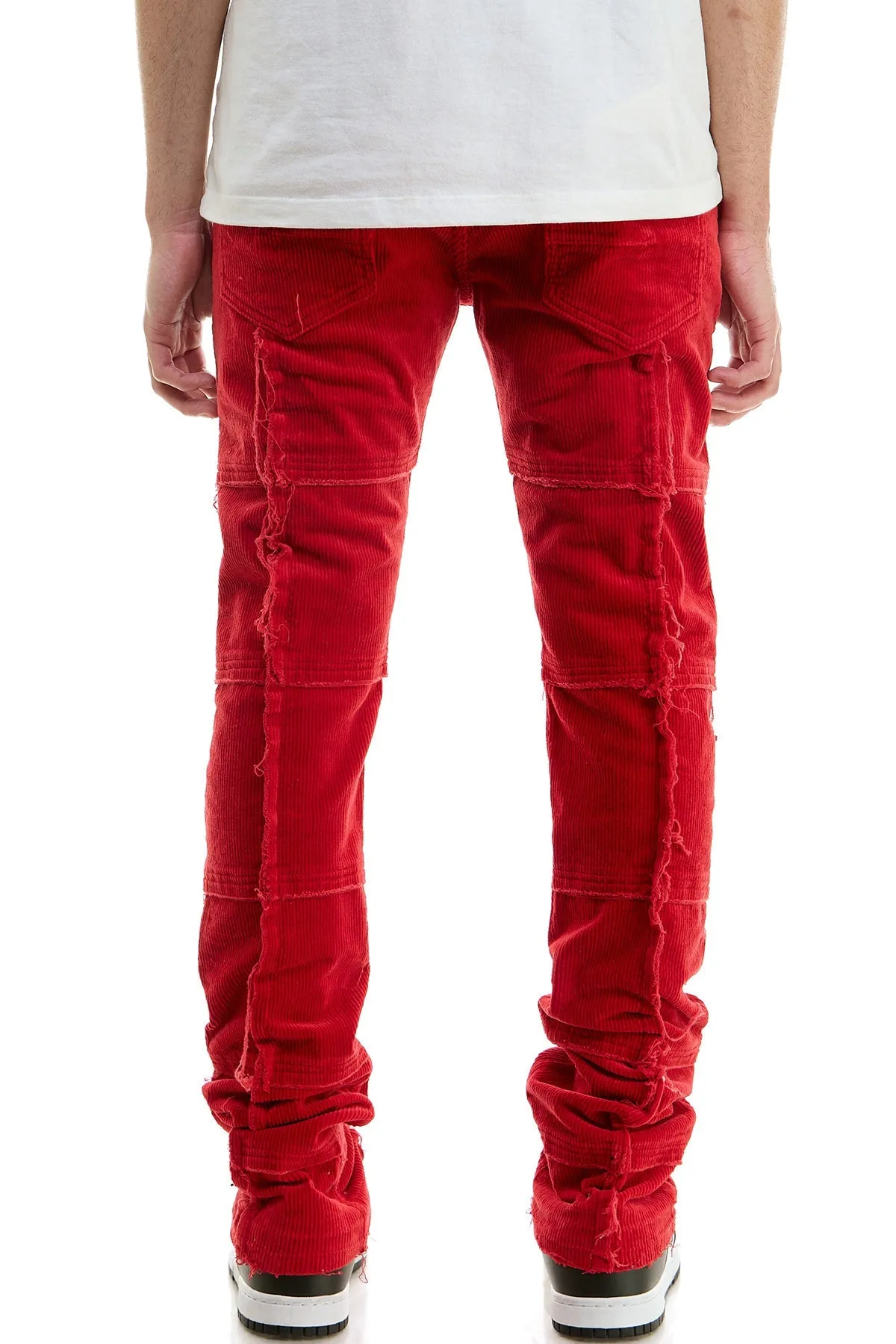 Corduroy Stacked Pants in Red