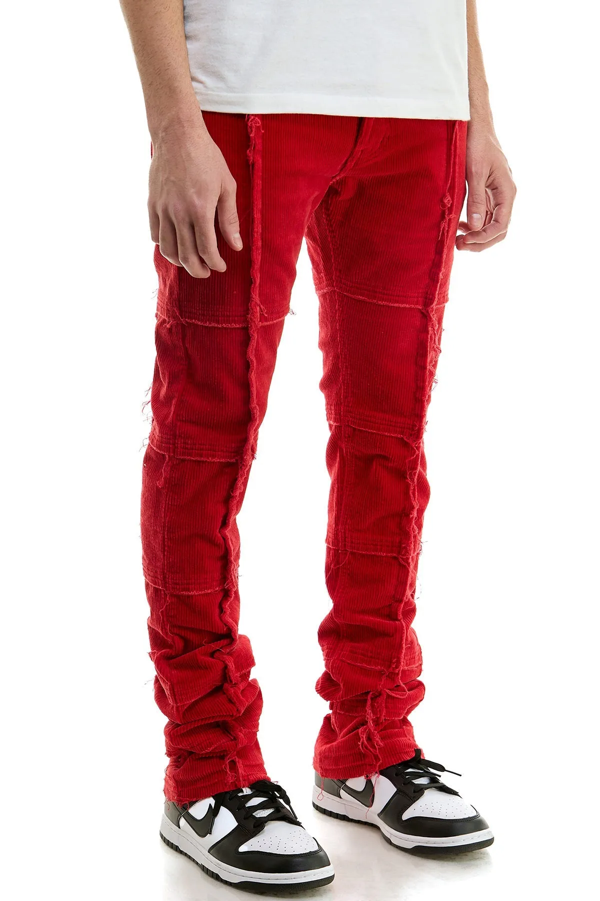 Corduroy Stacked Pants in Red