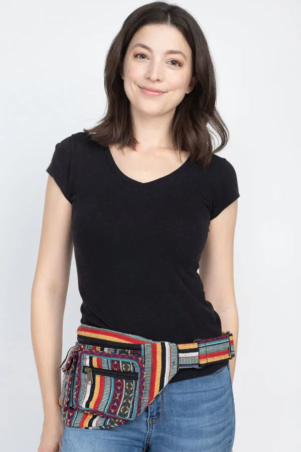 Cotton fanny Pack Utility Waist Belt Bag-multi