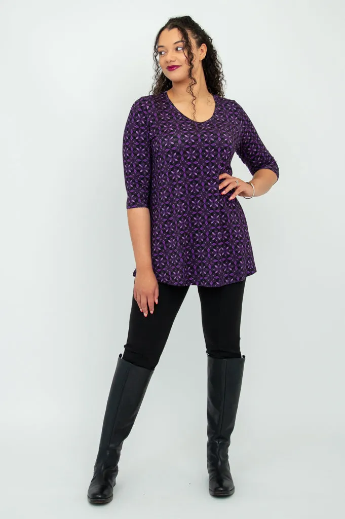 Courage Tunic, Geo Flower, Bamboo - Final Sale