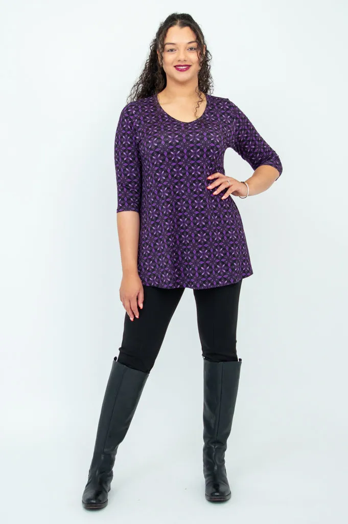 Courage Tunic, Geo Flower, Bamboo - Final Sale