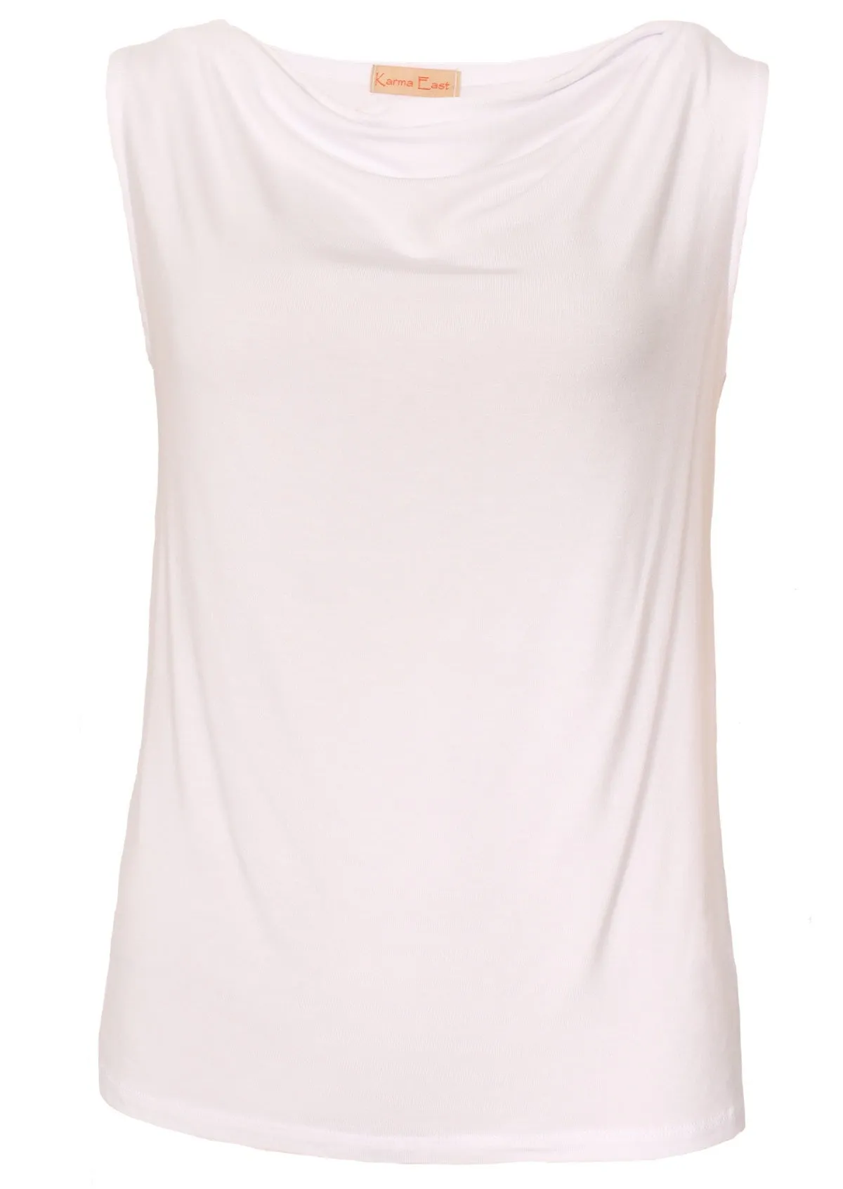 Cowl Neck Singlet Top White