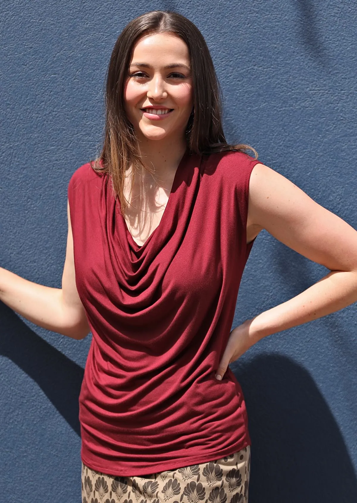 Cowl Neck Top Maroon