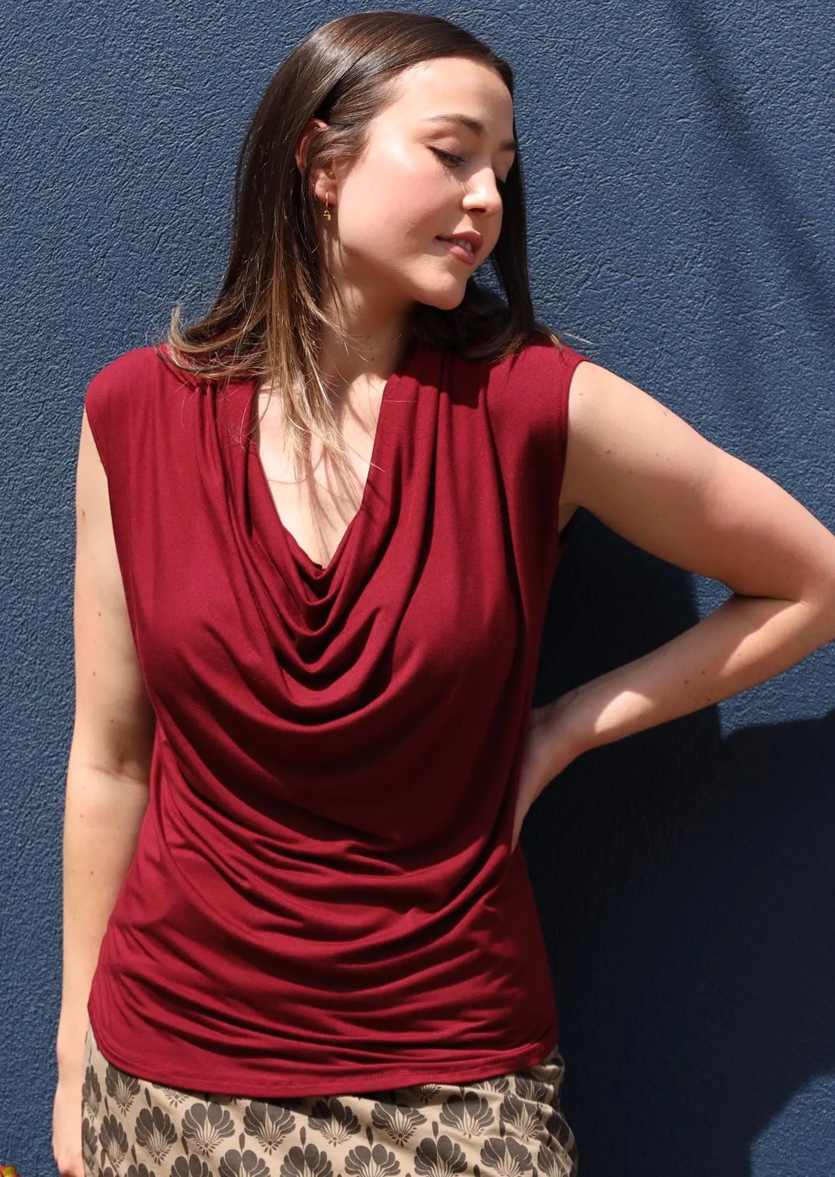 Cowl Neck Top Maroon