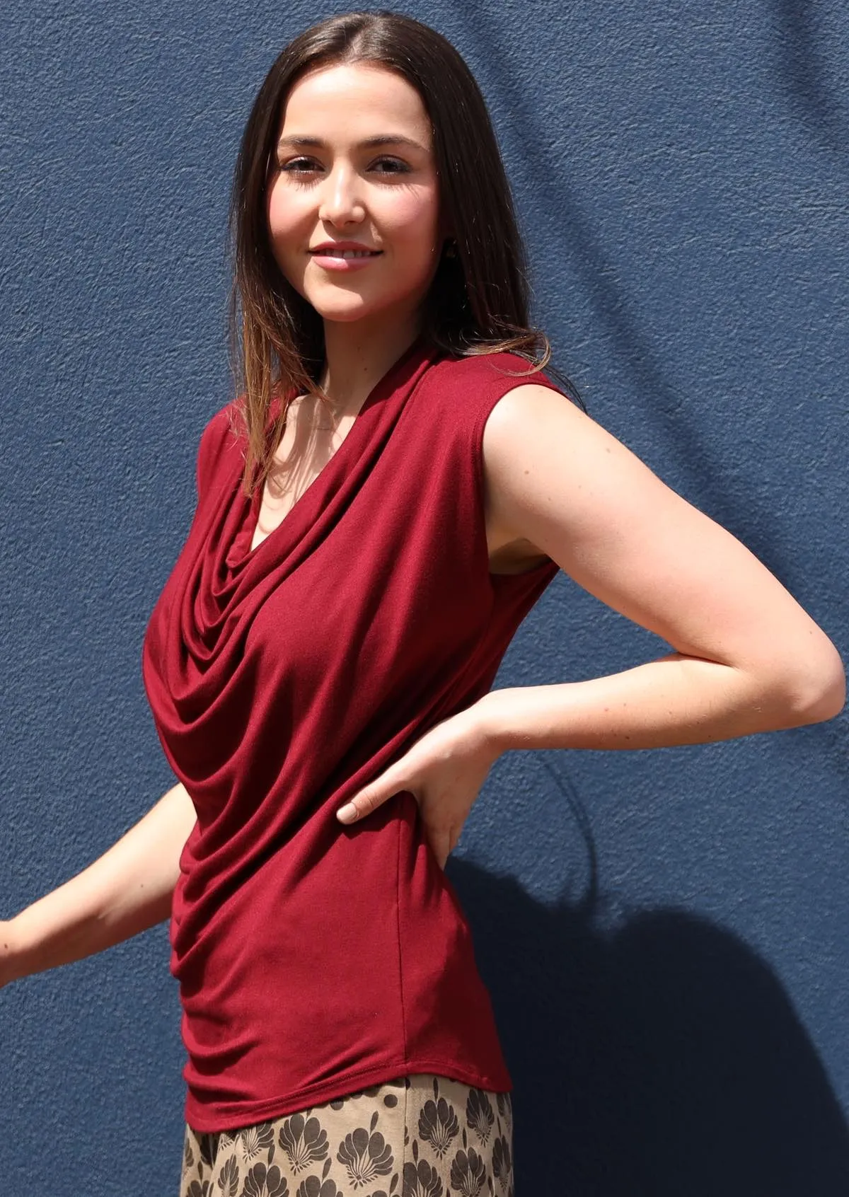 Cowl Neck Top Maroon