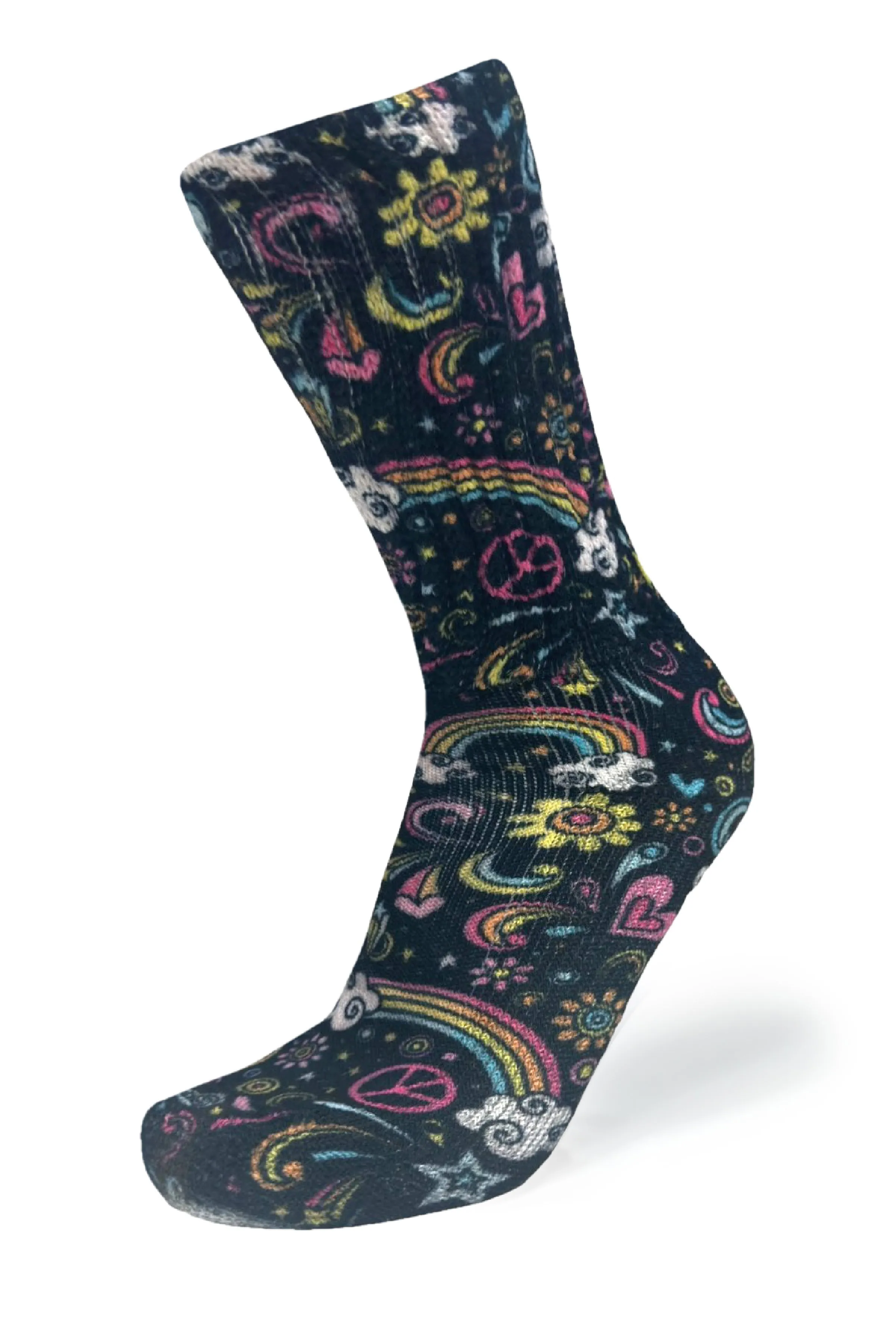 Cozy Diabetic Comfort Relax Fit Rainbow Crew Socks