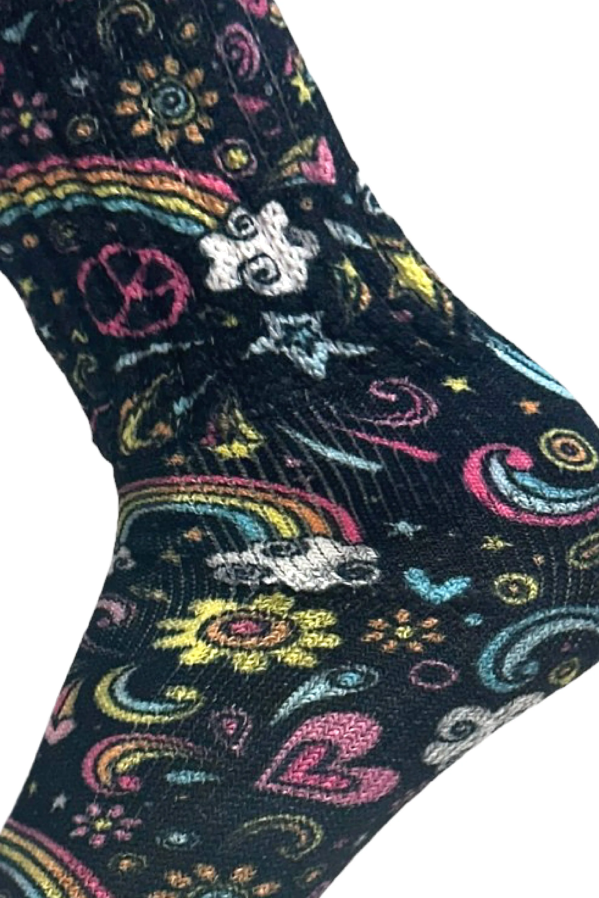 Cozy Diabetic Comfort Relax Fit Rainbow Crew Socks