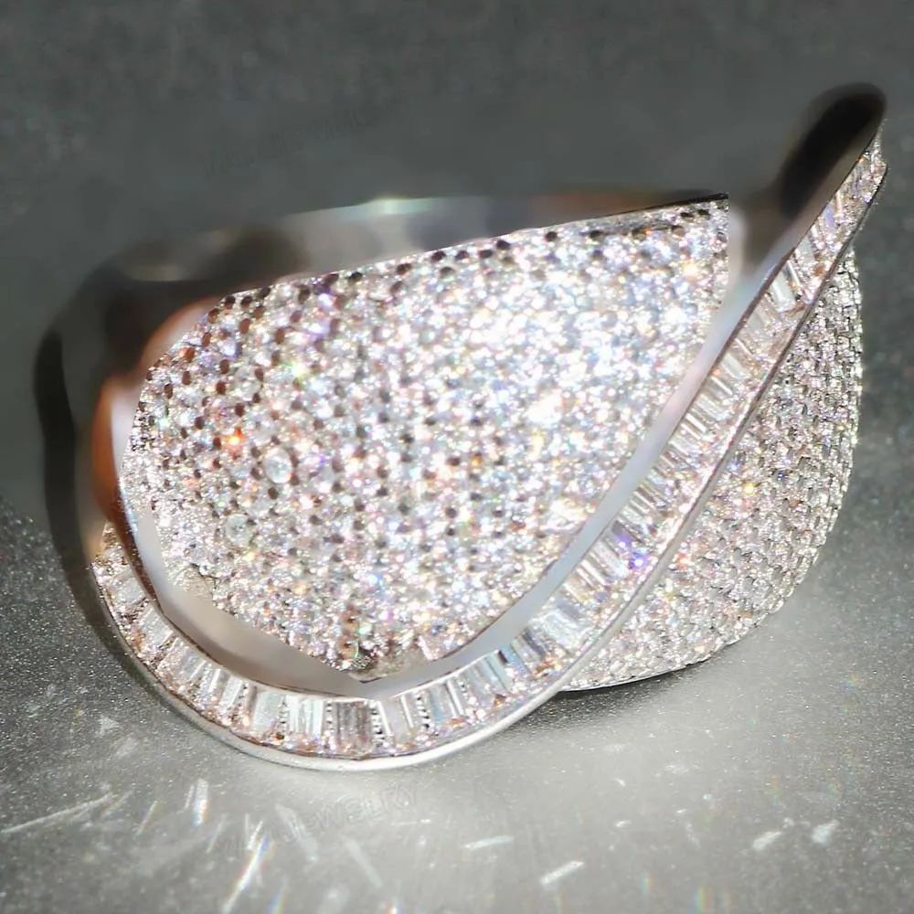 Created White Sapphire Pave Baguette Dome Cocktail Ring