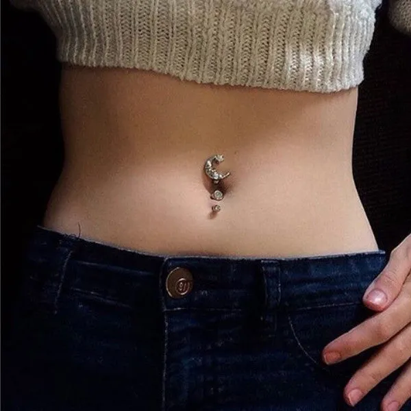 Crescent Moon Night Reverse Belly Ring