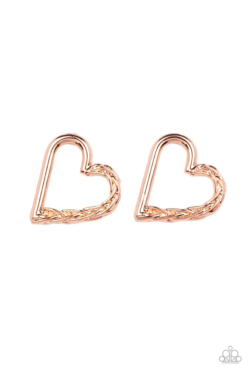 Cupid, Who? Copper Heart Post Earrings - Paparazzi Accessories