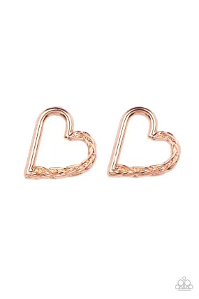 Cupid, Who? Copper Heart Post Earrings - Paparazzi Accessories