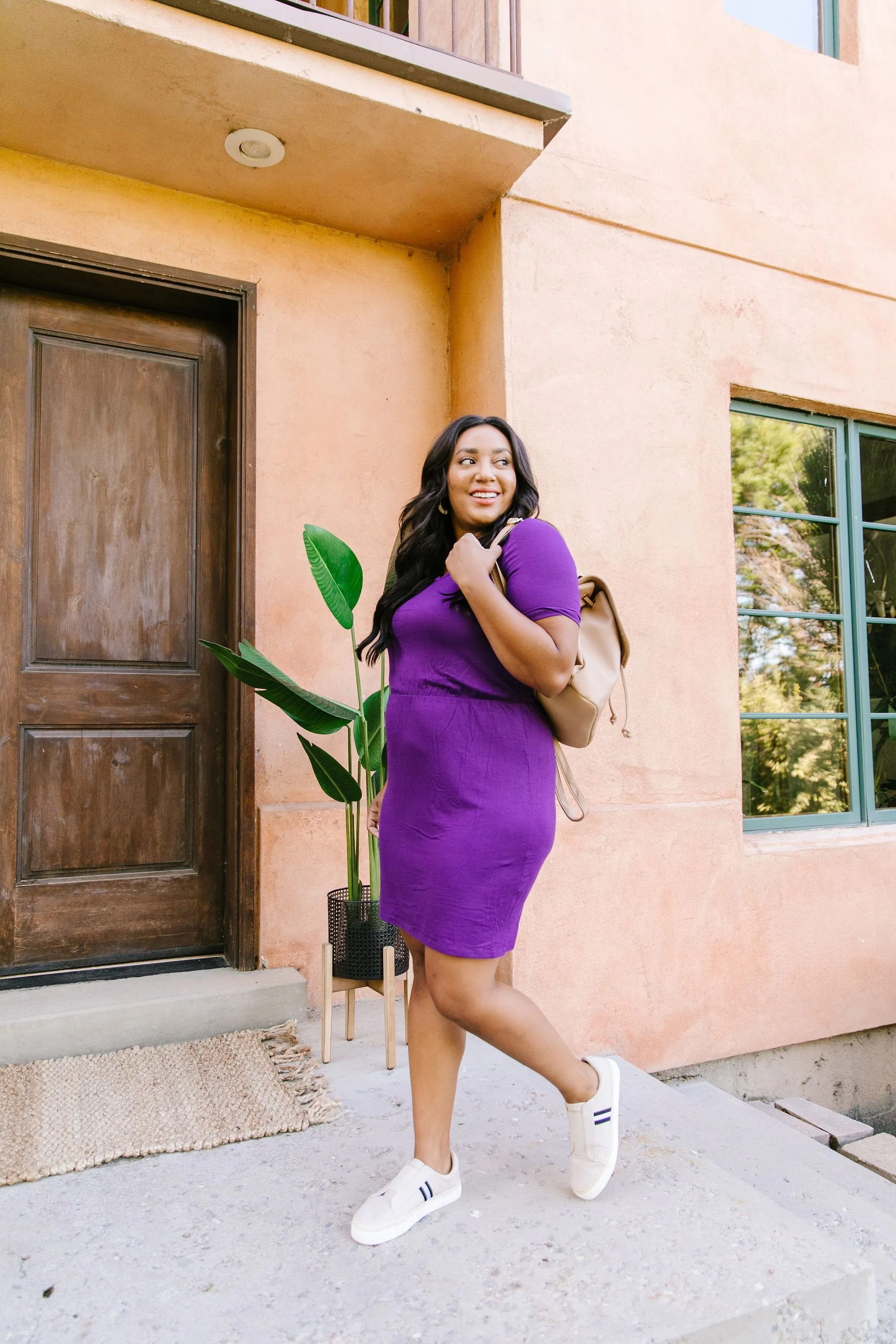 Cute Comfort Dress In Purple - On Hand