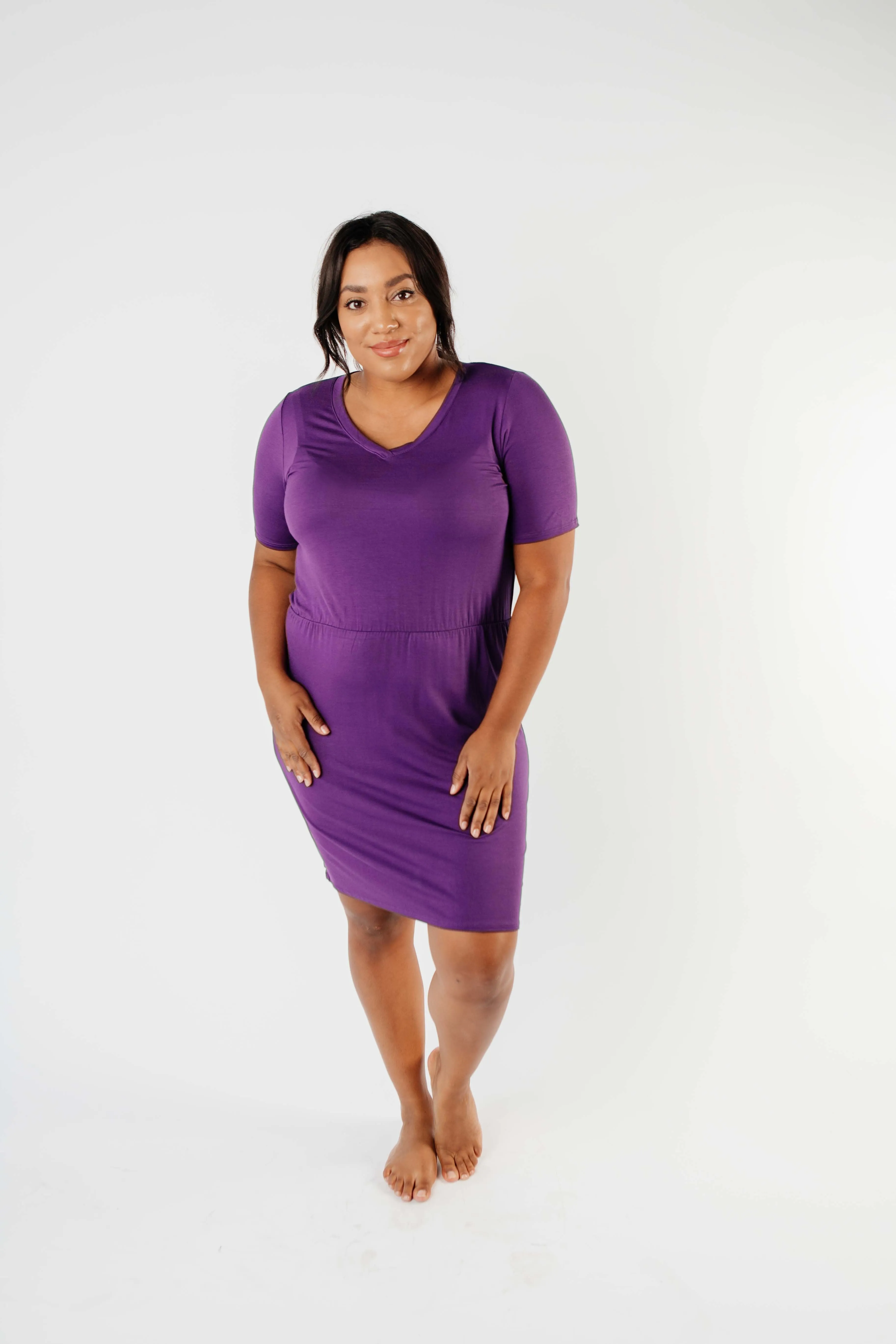 Cute Comfort Dress In Purple - On Hand