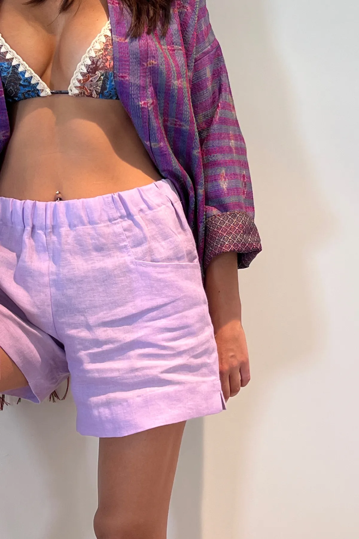 DANA  LAVENDER LINEN SHORTS