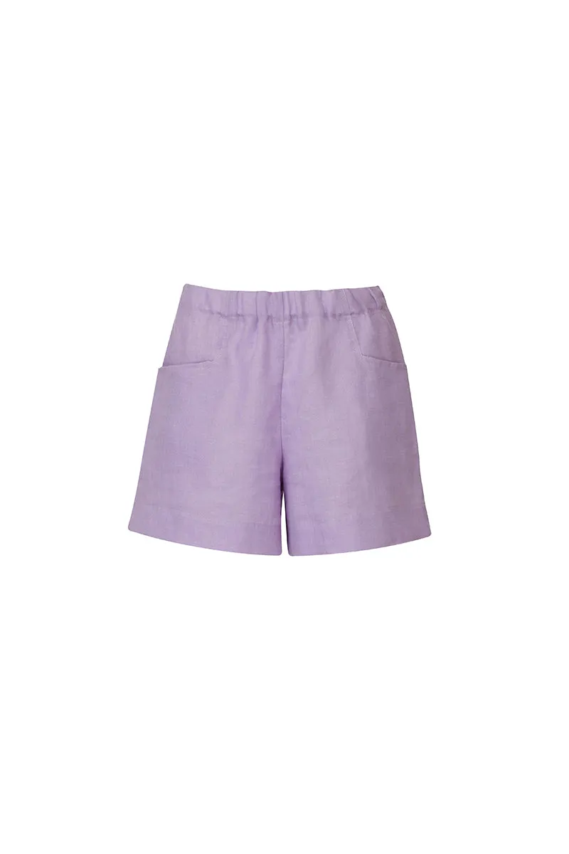 DANA  LAVENDER LINEN SHORTS