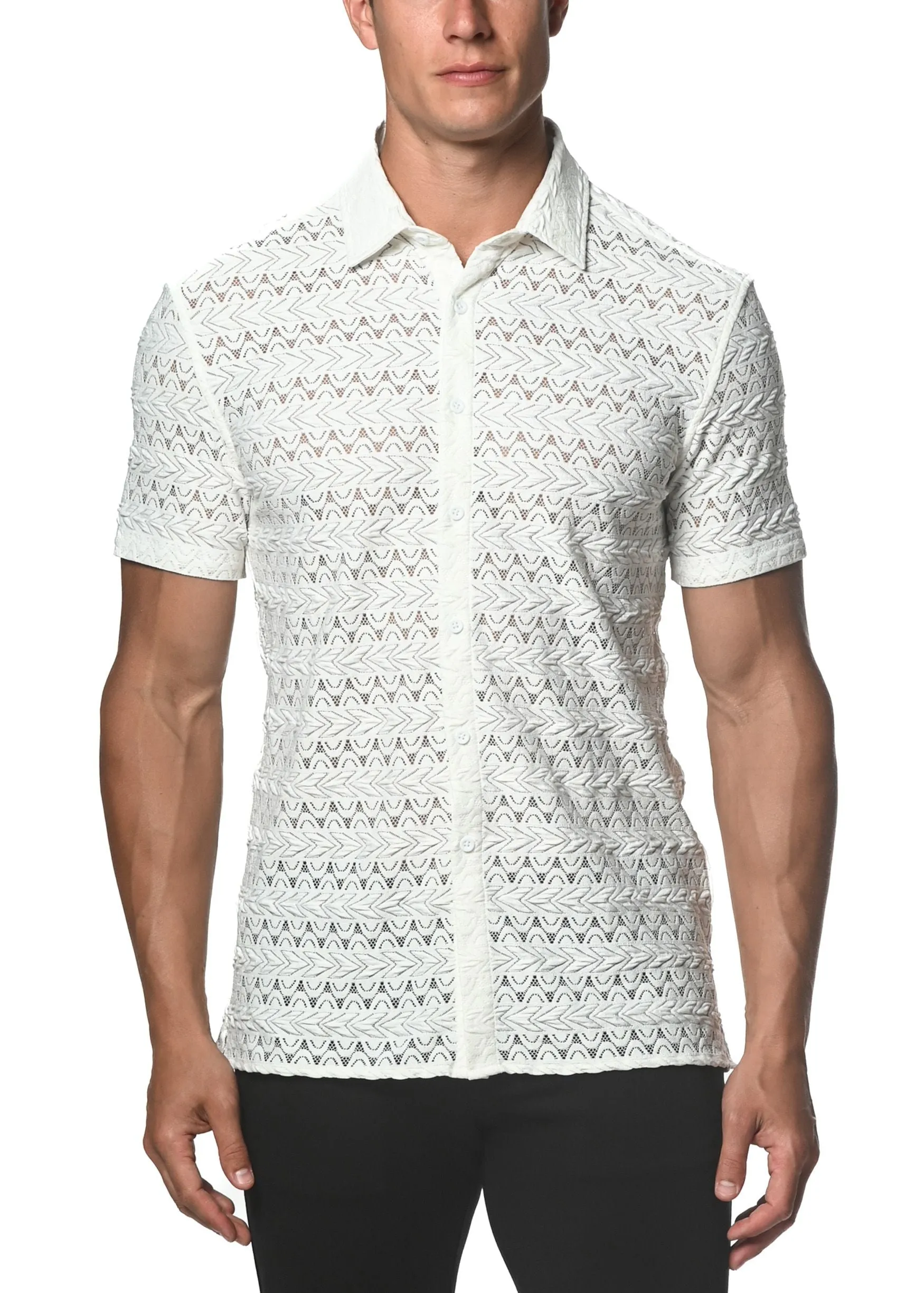 DARTS STRETCH GOSSAMER LACE SHIRT