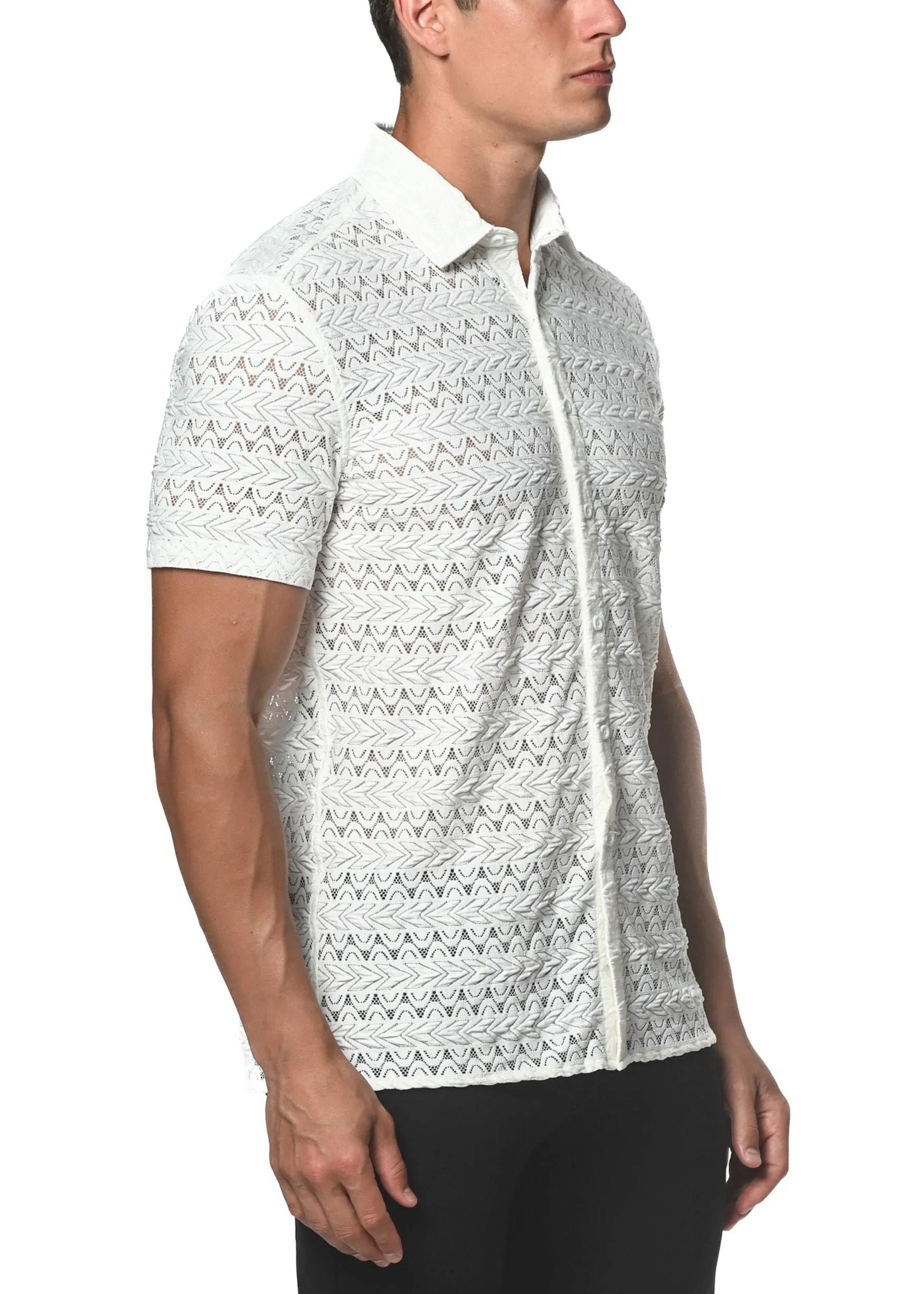 DARTS STRETCH GOSSAMER LACE SHIRT