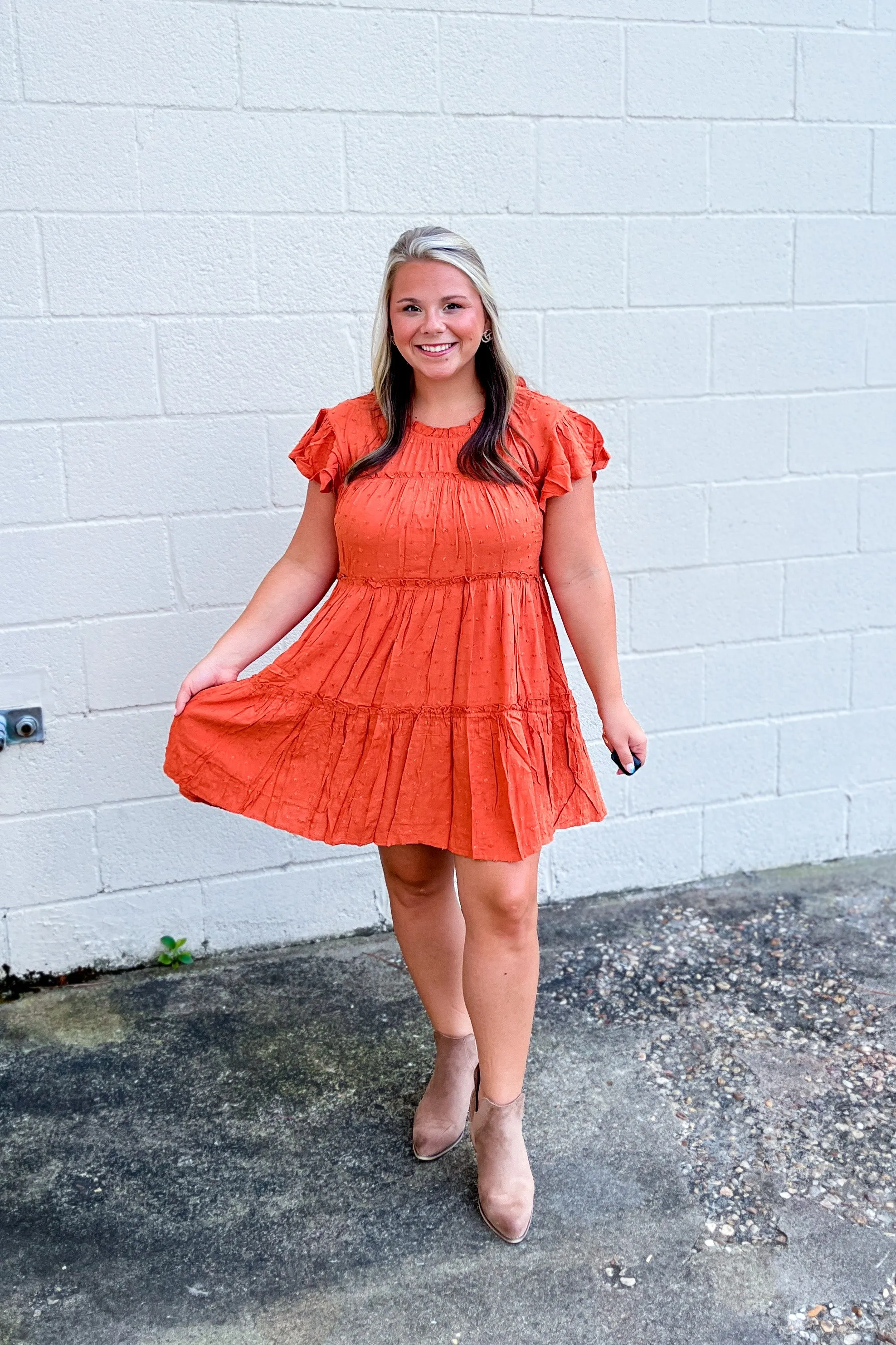 Dedicated To You Dress, Rust Orange