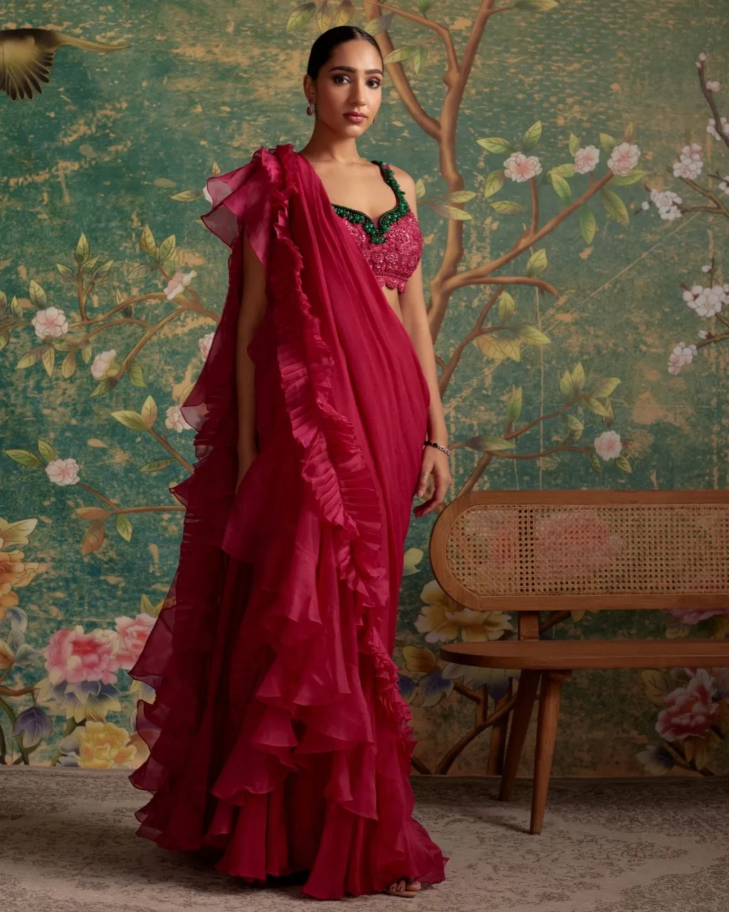 Deep Fuchsia Allure Sari Set