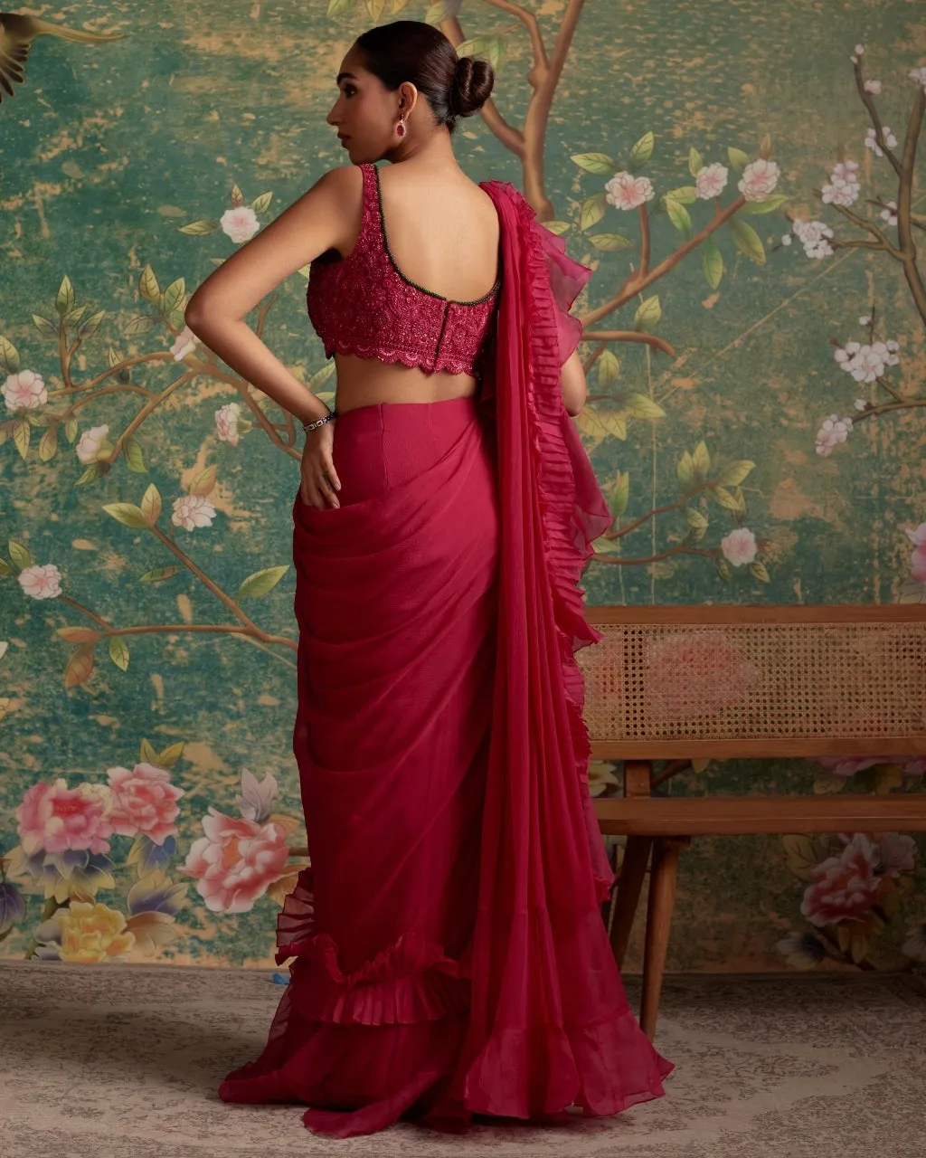 Deep Fuchsia Allure Sari Set