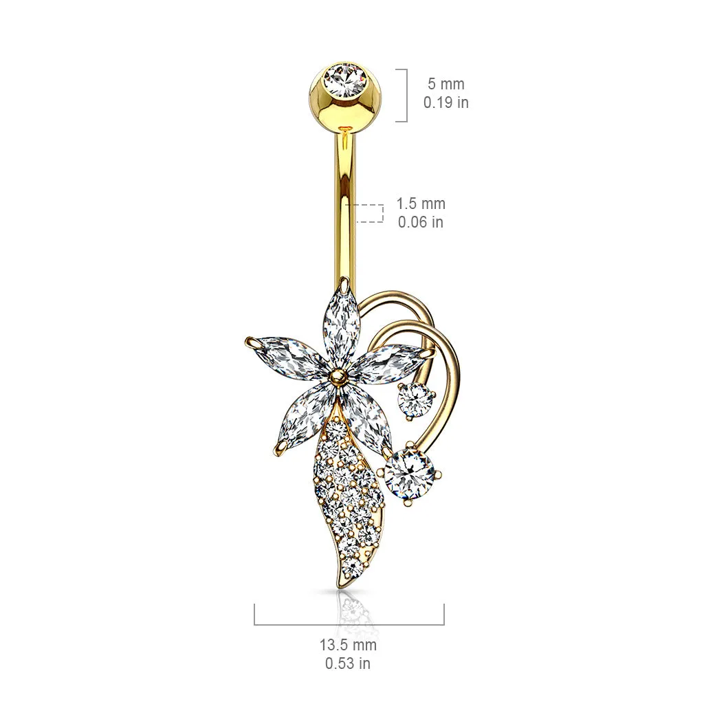 Deja Bloom Belly Ring with Gold Plating