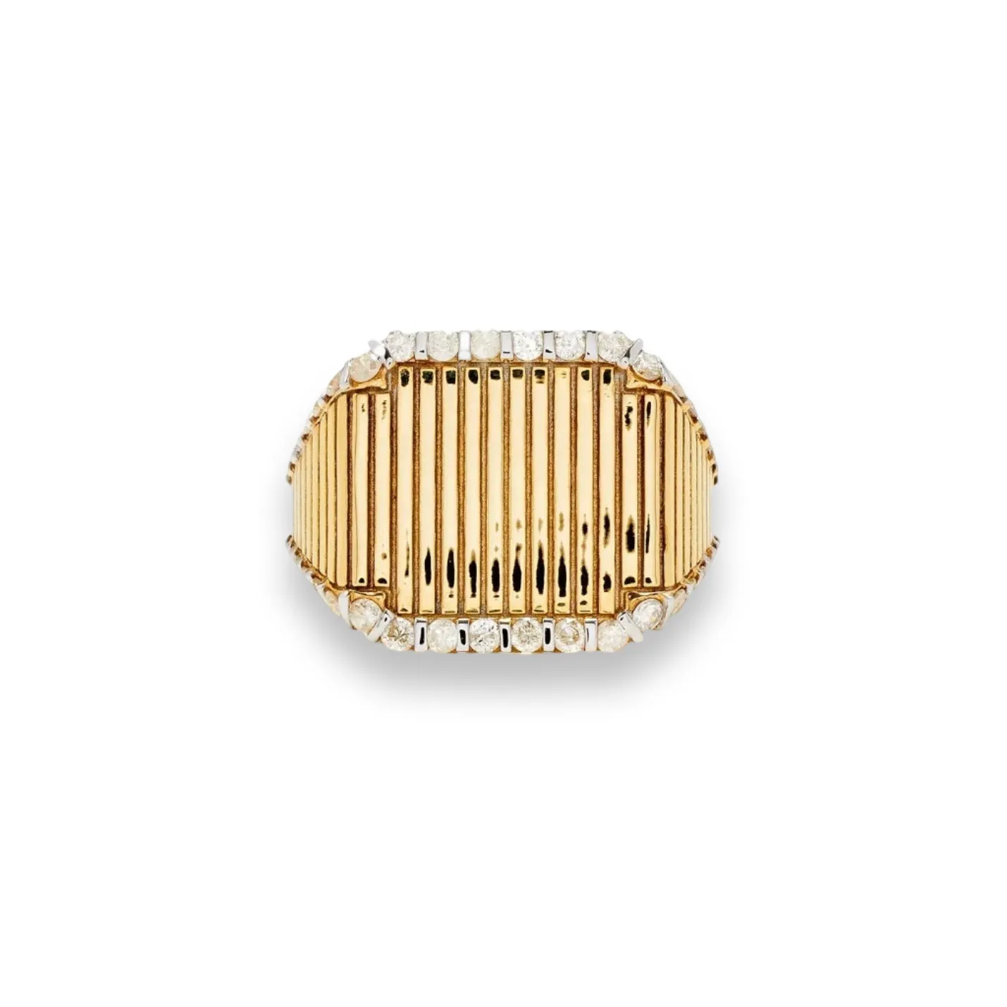 Diamond & Gold Fluted Princess Signet Ring