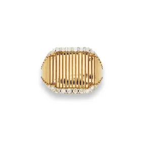 Diamond & Gold Fluted Princess Signet Ring