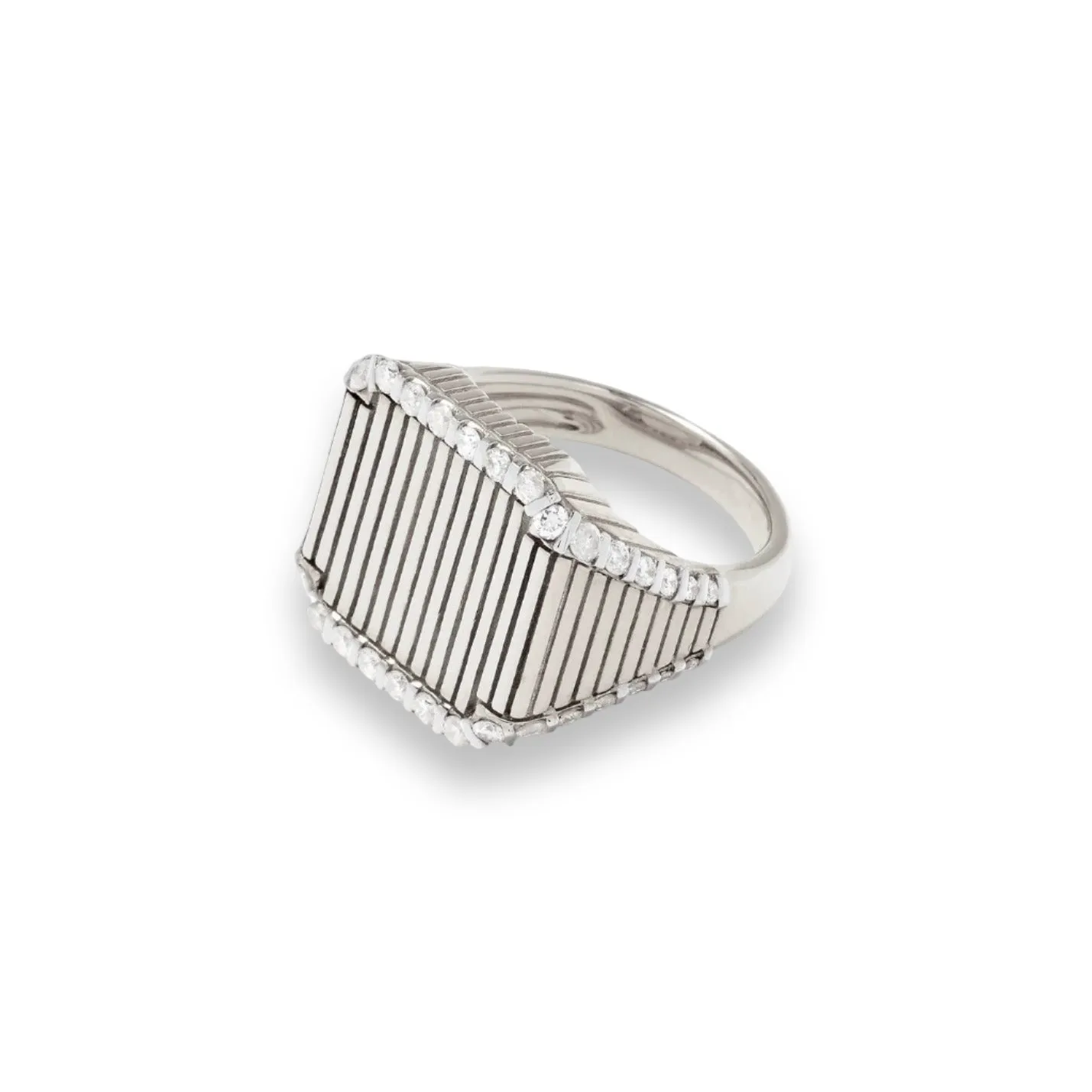 Diamond & Gold Fluted Princess Signet Ring