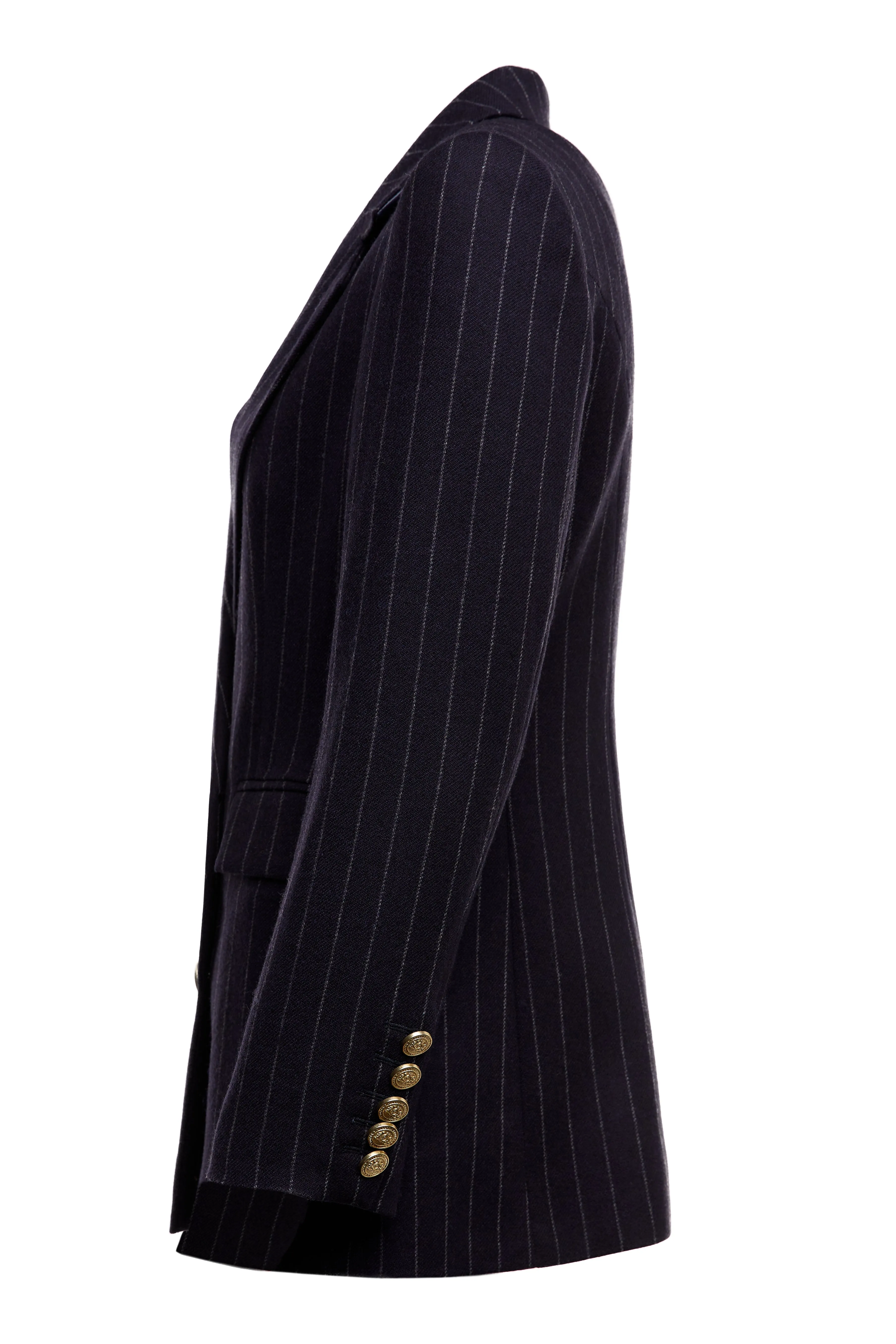 Double Breasted Blazer (Navy Chalk Pin Stripe)