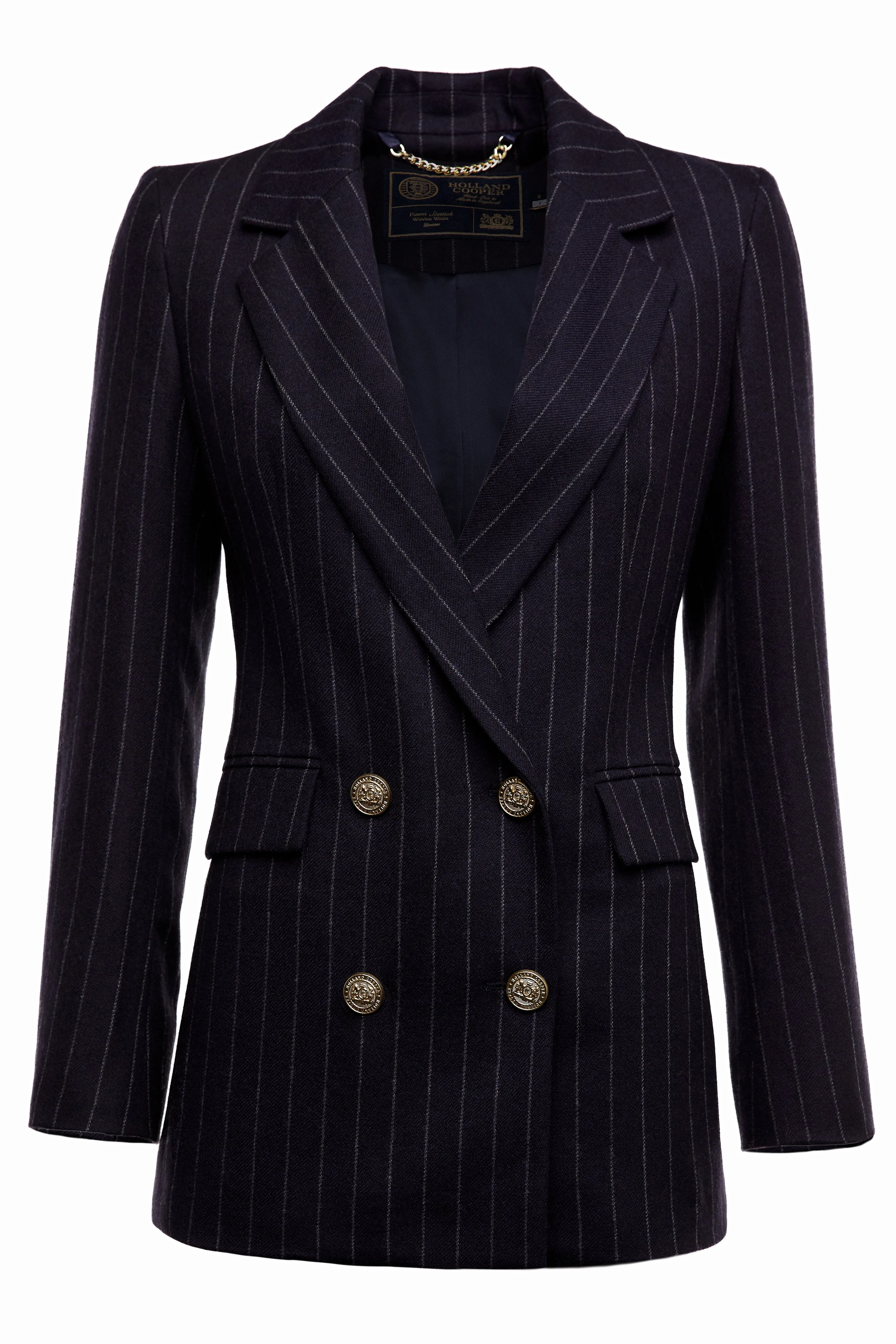 Double Breasted Blazer (Navy Chalk Pin Stripe)