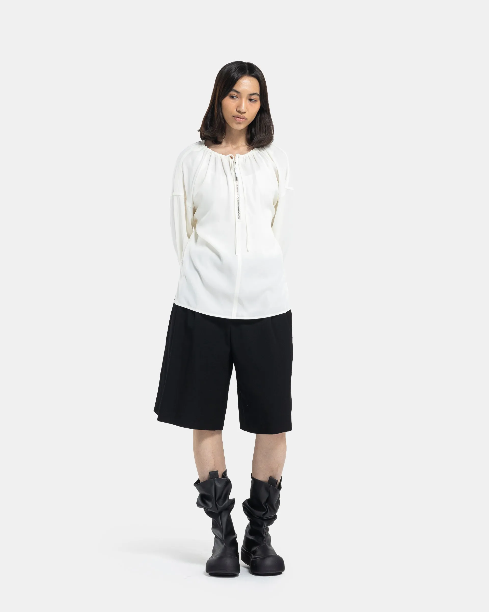 Drawstring Shirt in White