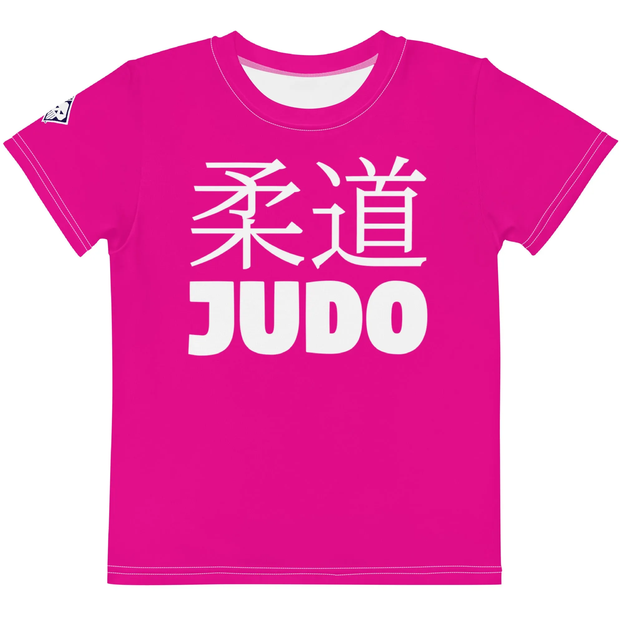 Dynamic Comfort: Girl's Short Sleeve Classic Judo Rash Guard - Hollywood Cerise