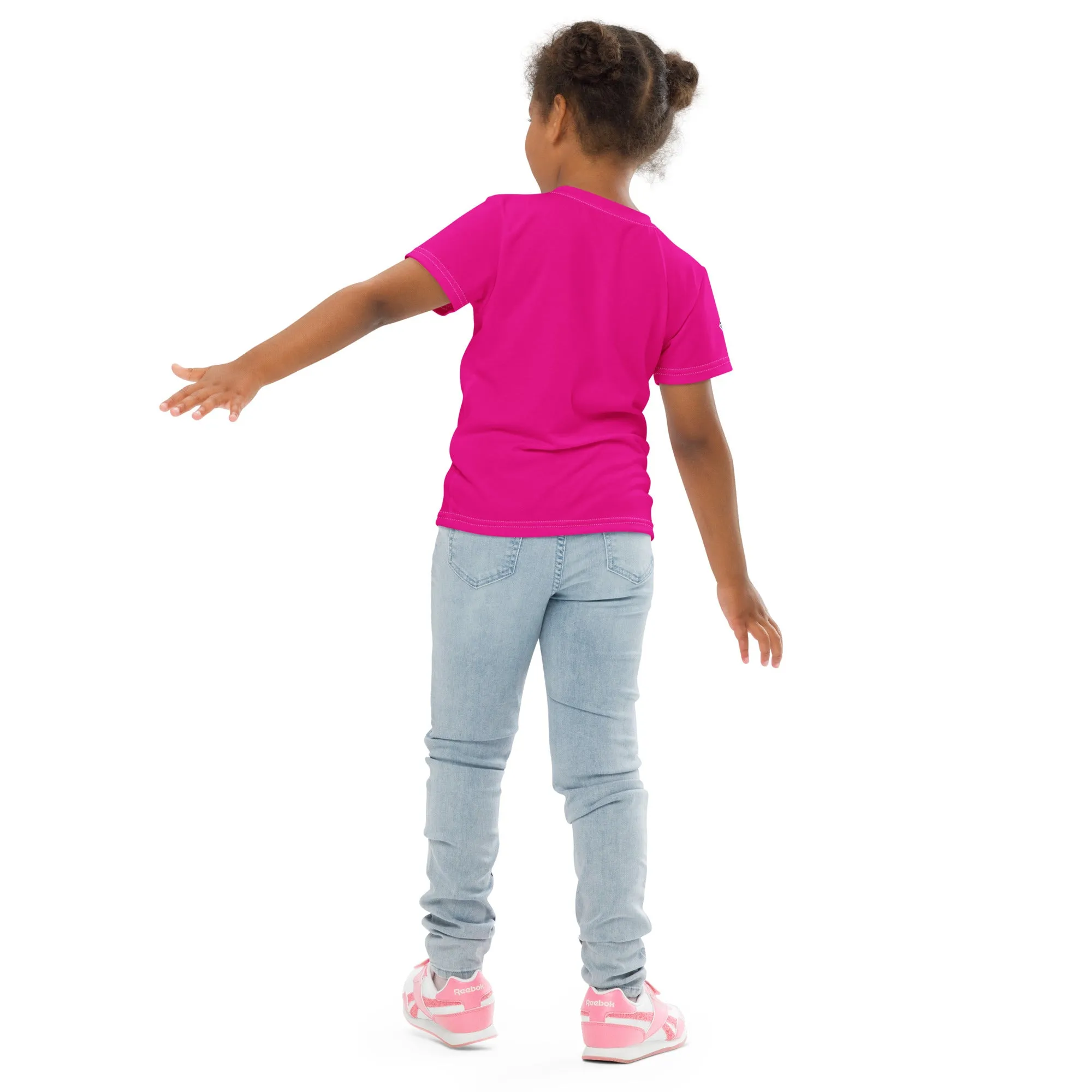 Dynamic Comfort: Girl's Short Sleeve Classic Judo Rash Guard - Hollywood Cerise