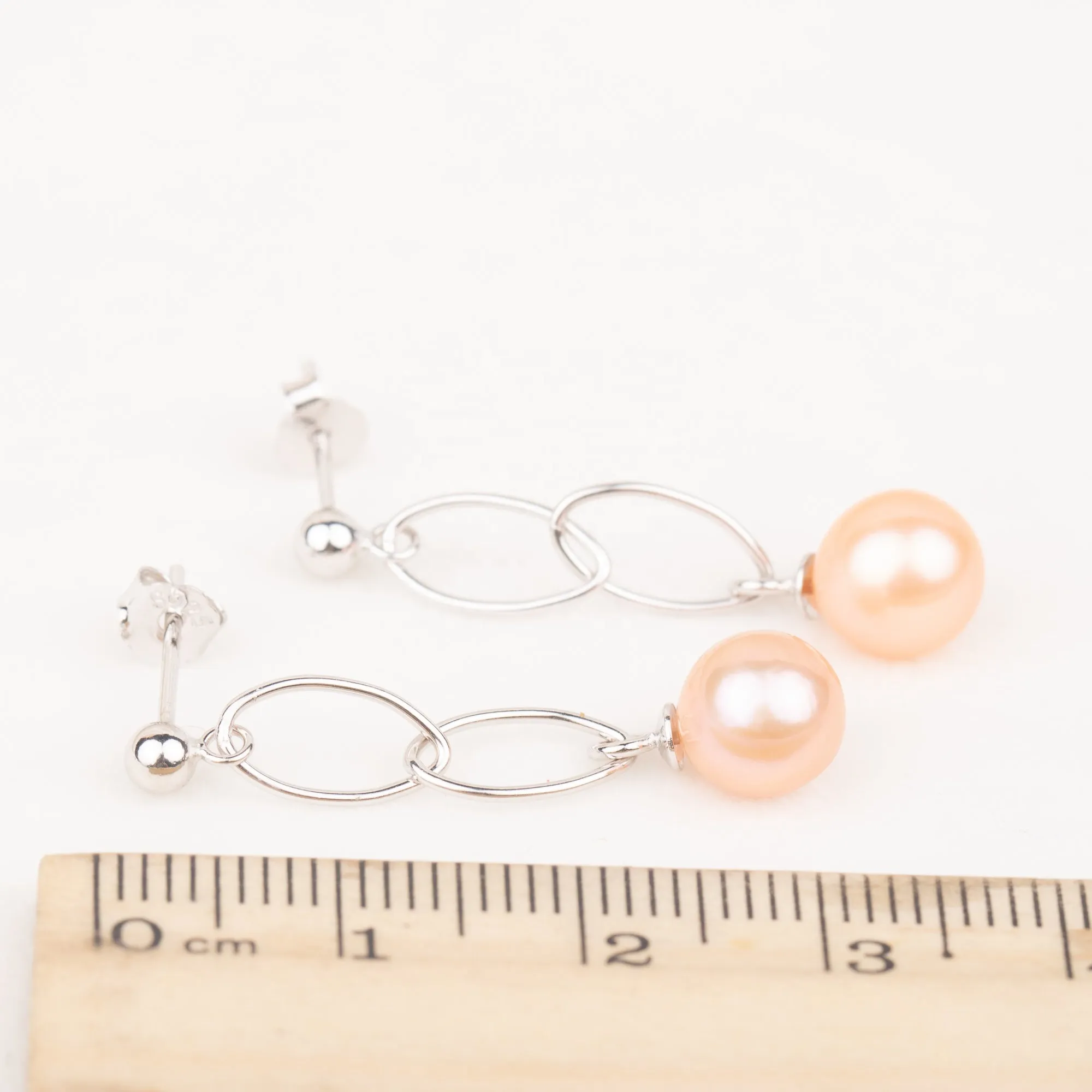 e060641 S925 pearl earring 925 sterling silver DIY 7-8mm Natural Freshwater pearl stud earring for women