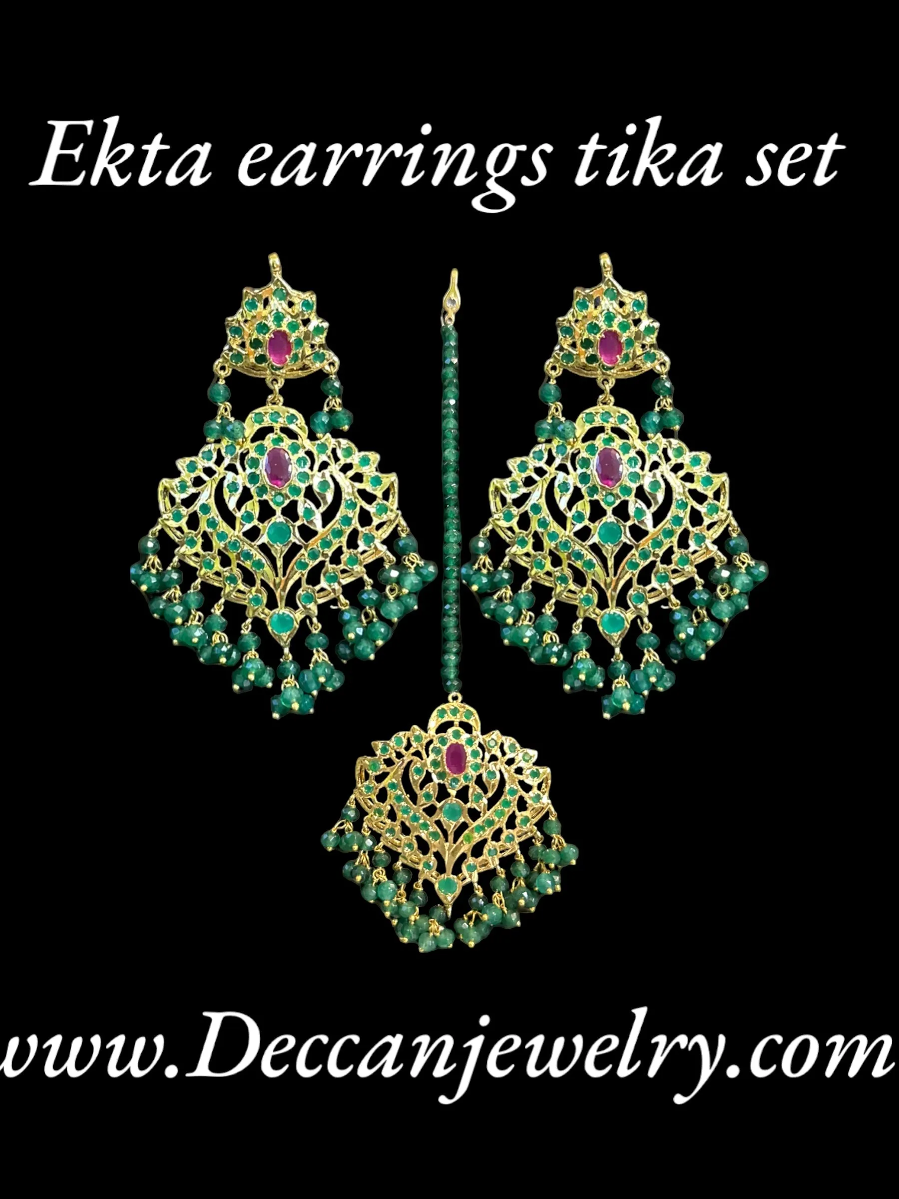 Ekta ruby emerald earrings tika (SHIPS IN 2 WEEKS  )