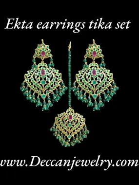 Ekta ruby emerald earrings tika (SHIPS IN 2 WEEKS  )