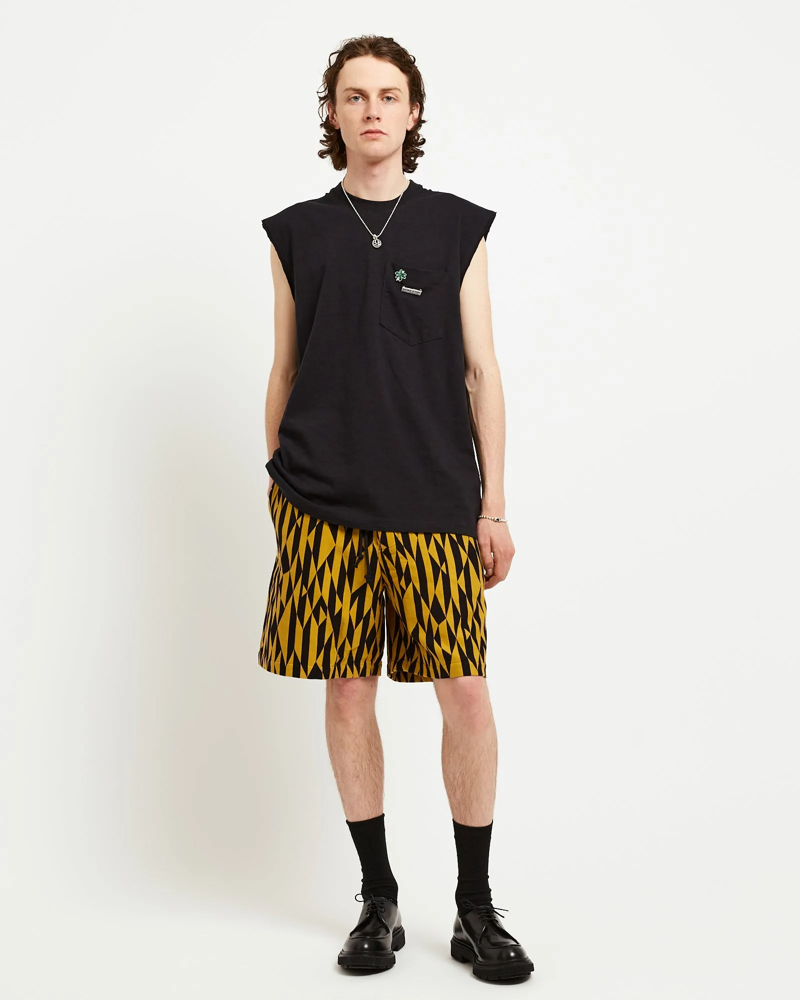 Elasticated Shorts in Yellow/Black