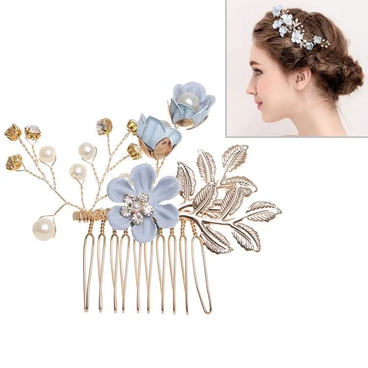 Elegant Gold Leaf Floral Hair Combs for Weddings, Proms, and Special Occasions - Bridal Hair Accessories with Decorative Pins