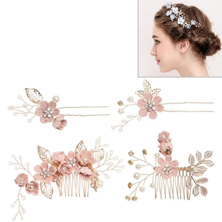 Elegant Gold Leaf Floral Hair Combs for Weddings, Proms, and Special Occasions - Bridal Hair Accessories with Decorative Pins