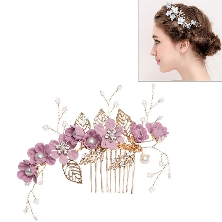 Elegant Gold Leaf Floral Hair Combs for Weddings, Proms, and Special Occasions - Bridal Hair Accessories with Decorative Pins