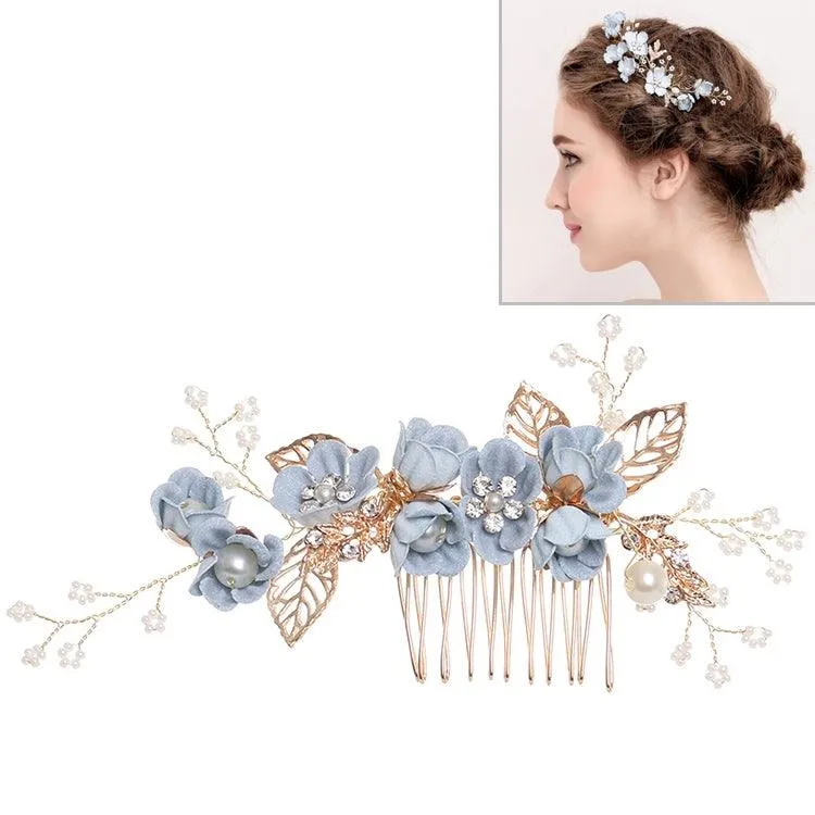 Elegant Gold Leaf Floral Hair Combs for Weddings, Proms, and Special Occasions - Bridal Hair Accessories with Decorative Pins