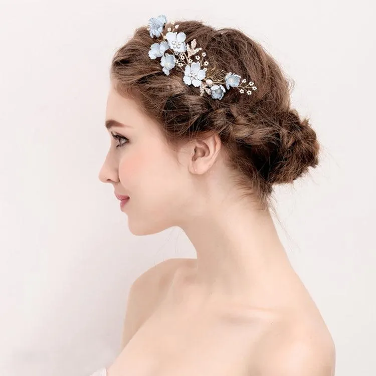 Elegant Gold Leaf Floral Hair Combs for Weddings, Proms, and Special Occasions - Bridal Hair Accessories with Decorative Pins