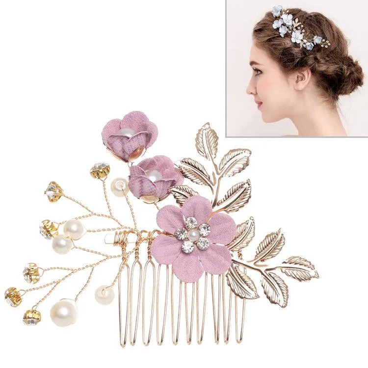 Elegant Gold Leaf Floral Hair Combs for Weddings, Proms, and Special Occasions - Bridal Hair Accessories with Decorative Pins