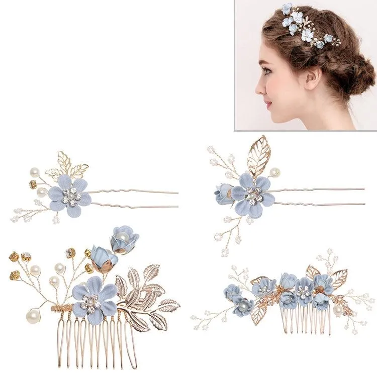 Elegant Gold Leaf Floral Hair Combs for Weddings, Proms, and Special Occasions - Bridal Hair Accessories with Decorative Pins