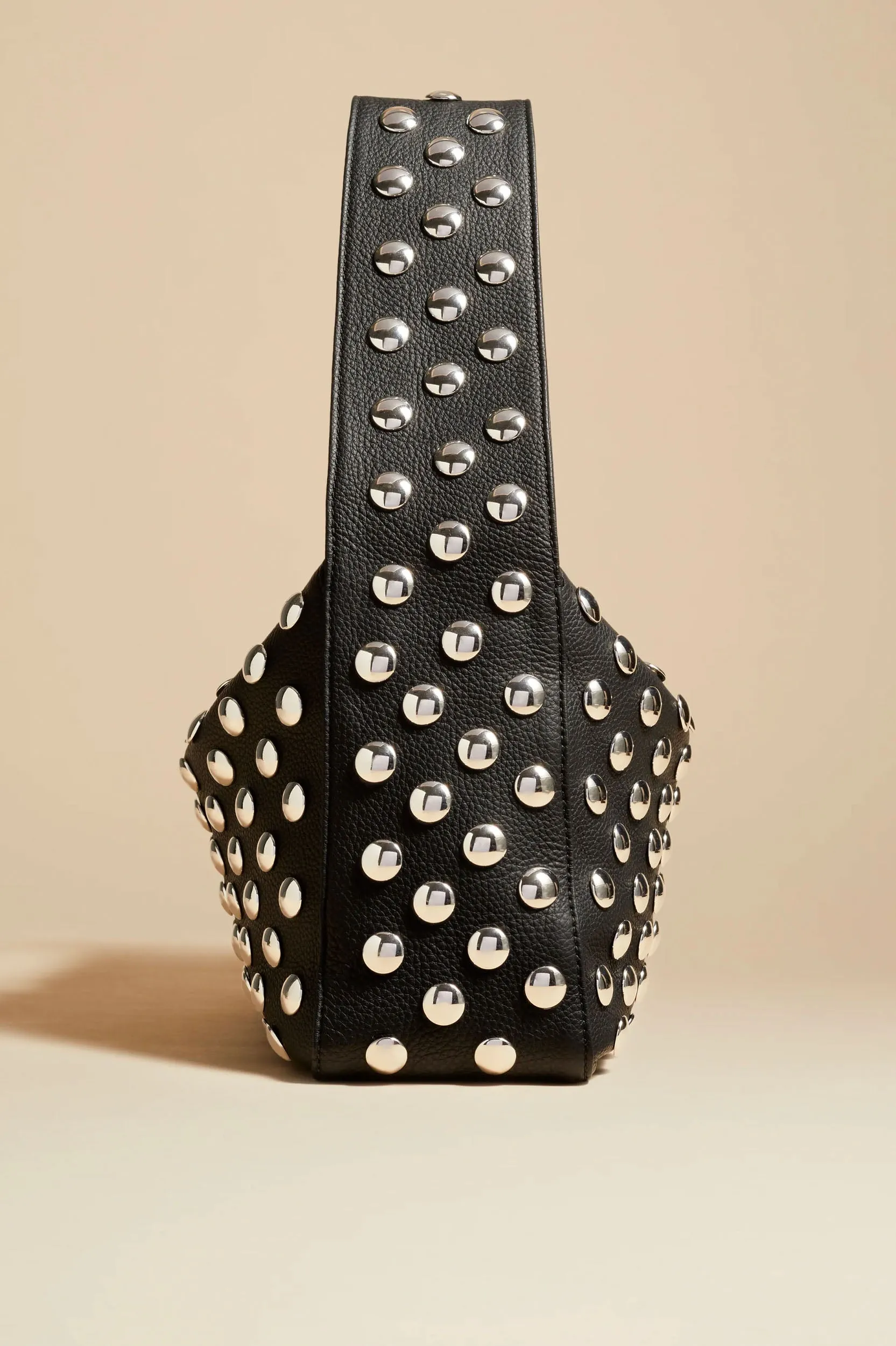 Elena Shoulder Bag with Silver Studs in Black