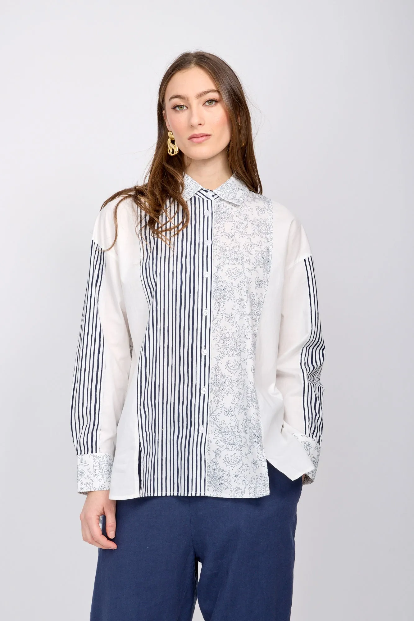 Emproved Blouse | White/Navy