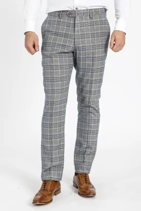 ENZO - Sky Stone Check Tweed Trousers