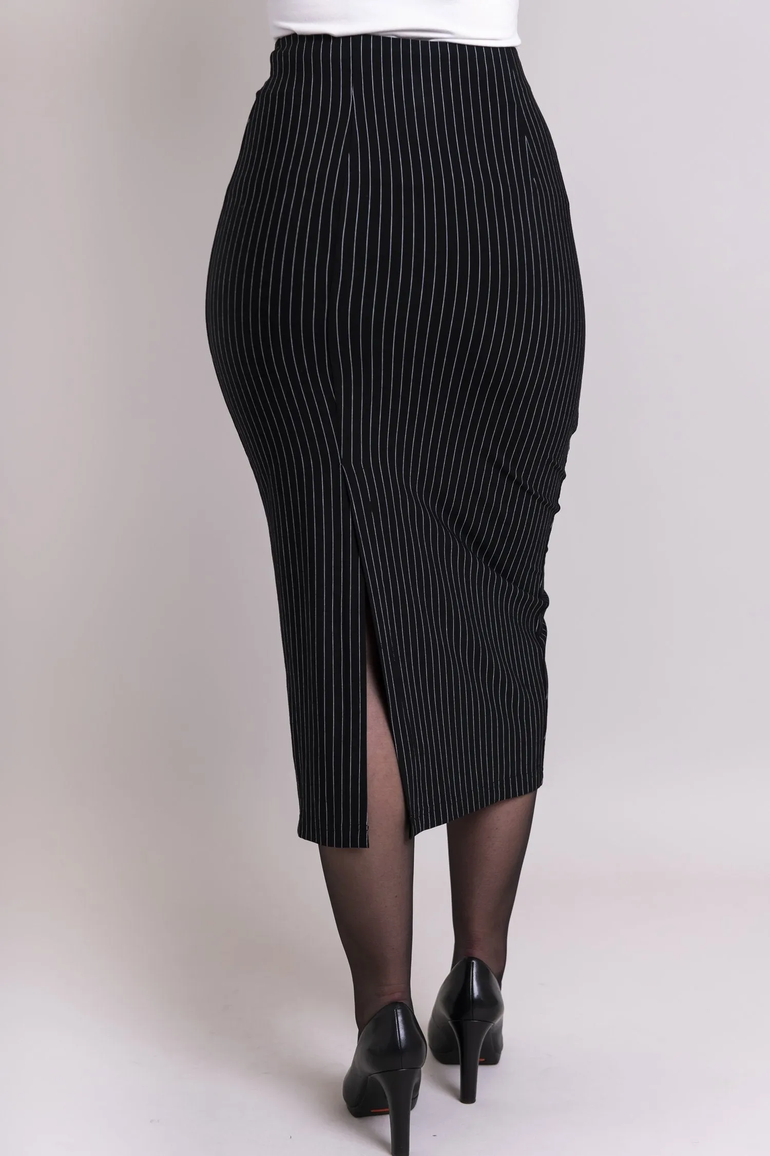 Eva Skirt, BW Pin Stripe, Bamboo - Final Sale